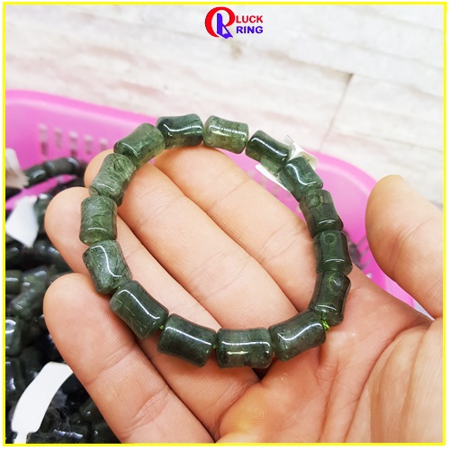 Vòng tay phong thủy TA tóc xanh bản đốt trúc hợp Nam Nữ mệnh Mộc Hỏa kèm hộp và Dây dự phòng - Luck Ring