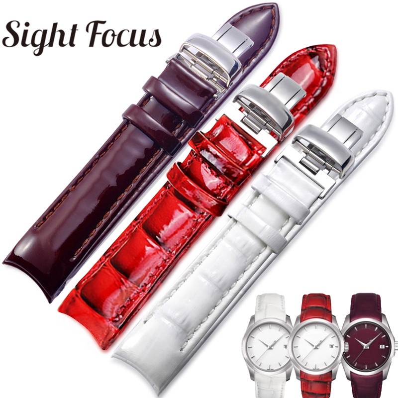 Dây đeo đồng hồ nữ bằng da sáng chế 18mm cong cho Tissot T035 Women 1853 Dây đeo đồng hồ nữ Vòng tay đồng hồ Dây đeo nữ cho Tissot Couturier T035210 T035207 Dây đeo đồng hồ