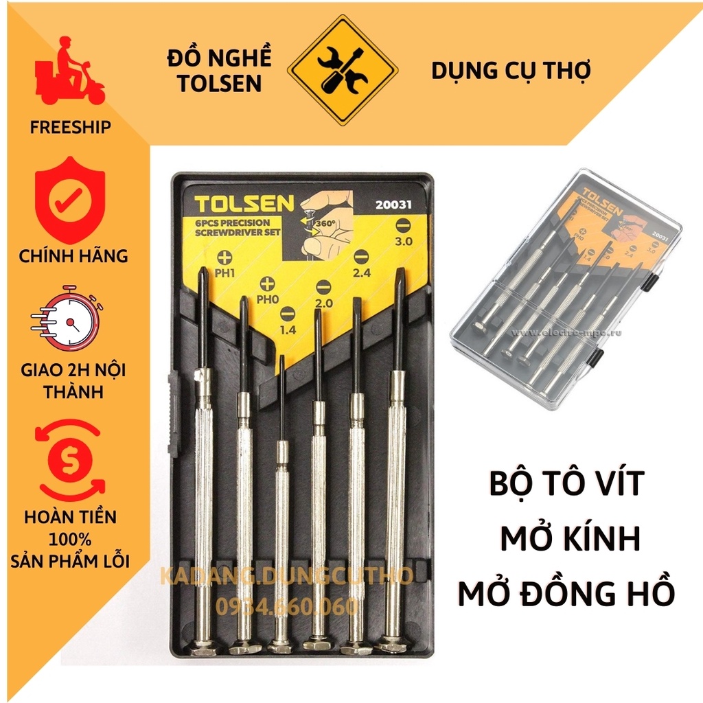Bộ tô vít sửa đồng hồ/ sửa kính 6 cây tolsen 20031 6pcs precision screwdriver set