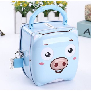 Két sắt mini hình heo cho bé có khóa