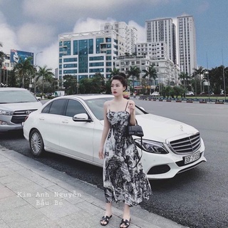 (size s) VÁY MAXI 2 DÂY LOANG CHẤT LỤA HOT - ĐẦM HAI DÂY VÂN ĐÁ