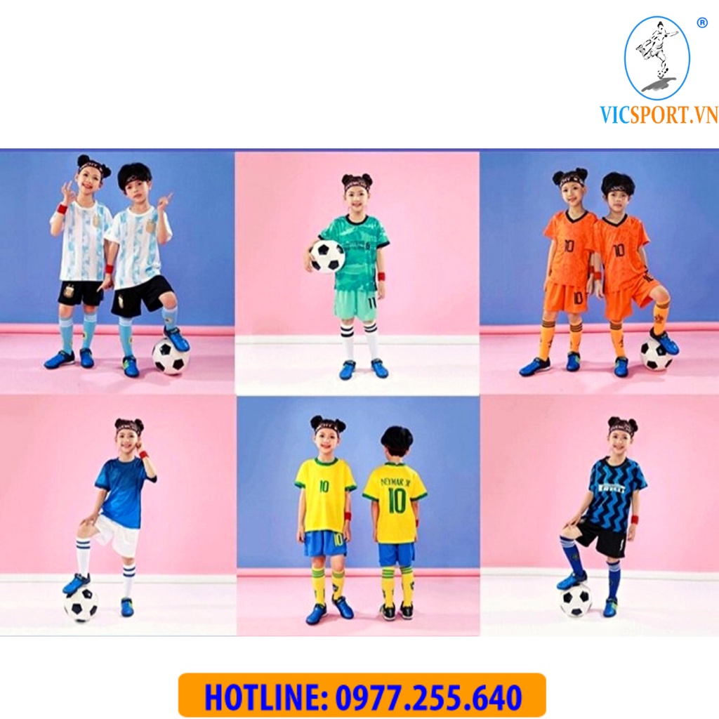 Áo Bóng Đá Trẻ Em , Quần Áo Đá Banh Đội Tuyển ARGENTINA Vải Thun Lạnh Thoáng Mát Cho Bé - Vicsport