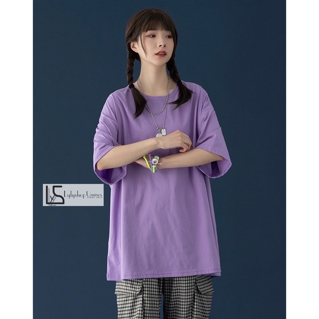 Áo thun tay lỡ Lylyshop, áo phông dáng rộng unisex nam nữ trơn màu basic - phông basic | BigBuy360 - bigbuy360.vn