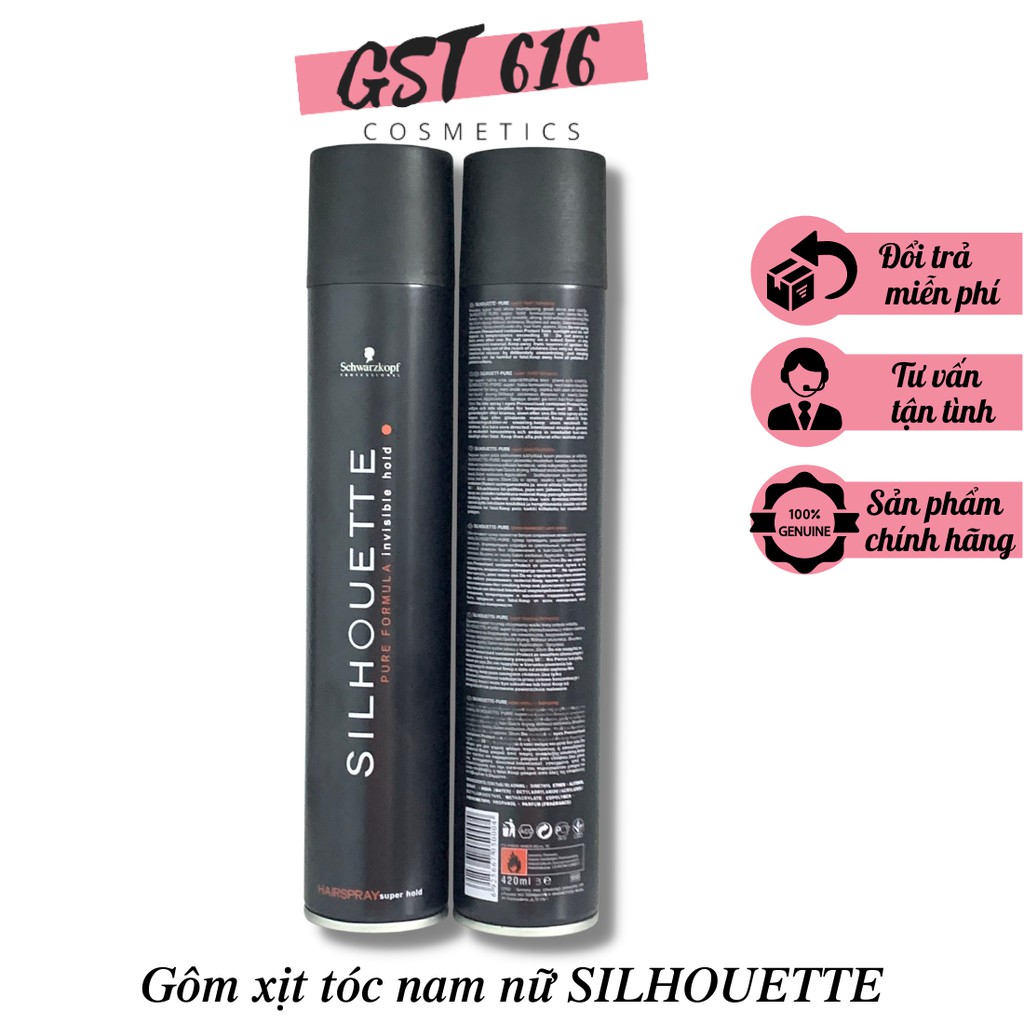 Gôm xịt tóc nam tạo kiểu tóc SILHOUETTE 420ML giữ nếp bóng mượt cao cấp