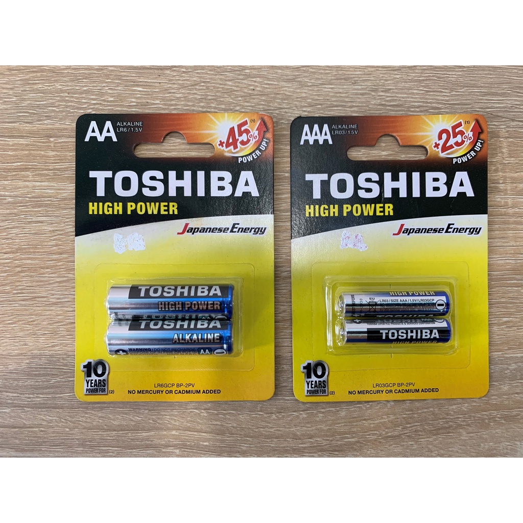 Pin kiềm Alkaline Toshiba AAA vĩ 2 viên - điện năng lớn dùng cho điều khiển, pin cửa, đồ chơi các loại