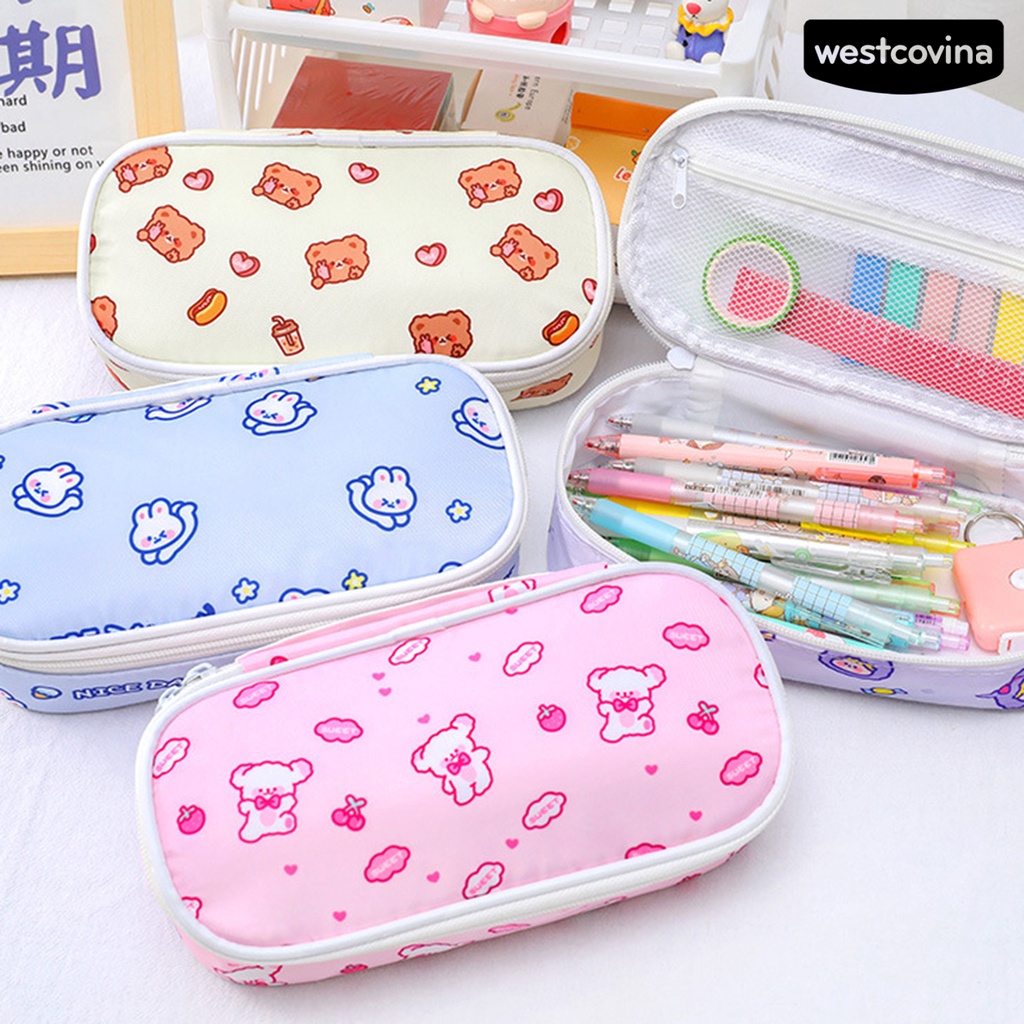 [Hot]✍Túi Đựng Bút Chì Bằng Polyester Sức Chứa Lớn Có Tay Cầm