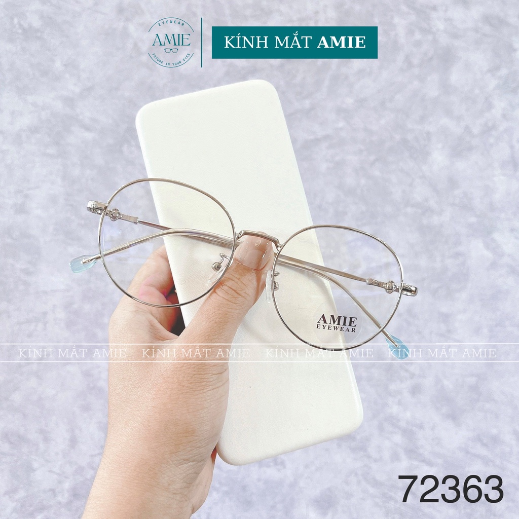 Kính mắt tròn nữ AMIE Eyewear gọng kính cận kim loại phụ kiện thời trang trẻ trung màu sắc cao cấp 72363