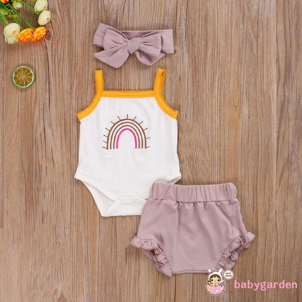 Set Jumpsuit Hai Dây + Quần Dài + Băng Buộc Đầu Cho Bé Gái