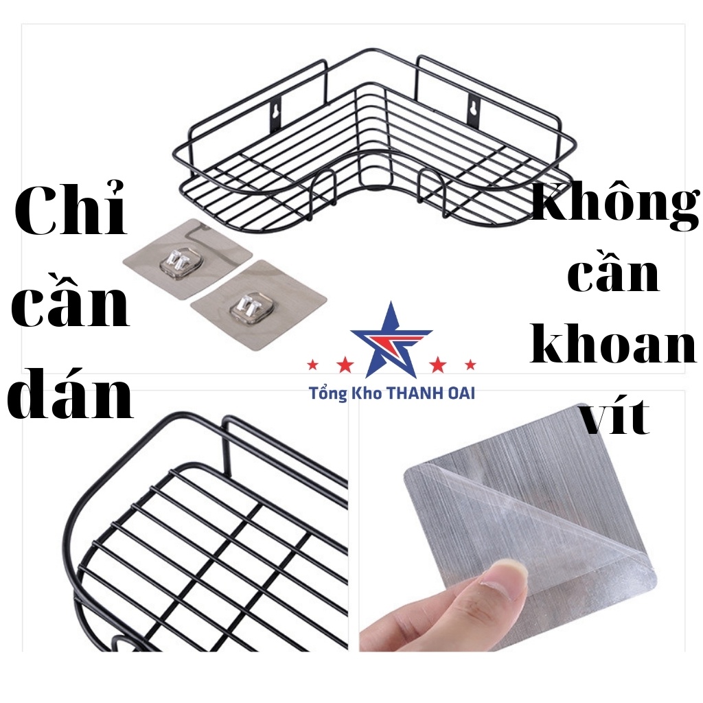 Kệ đựng đồ gia vị nhà bếp đa năng treo tường kệ đựng đồ nhà tắm tiện dụng không cần khoan vít