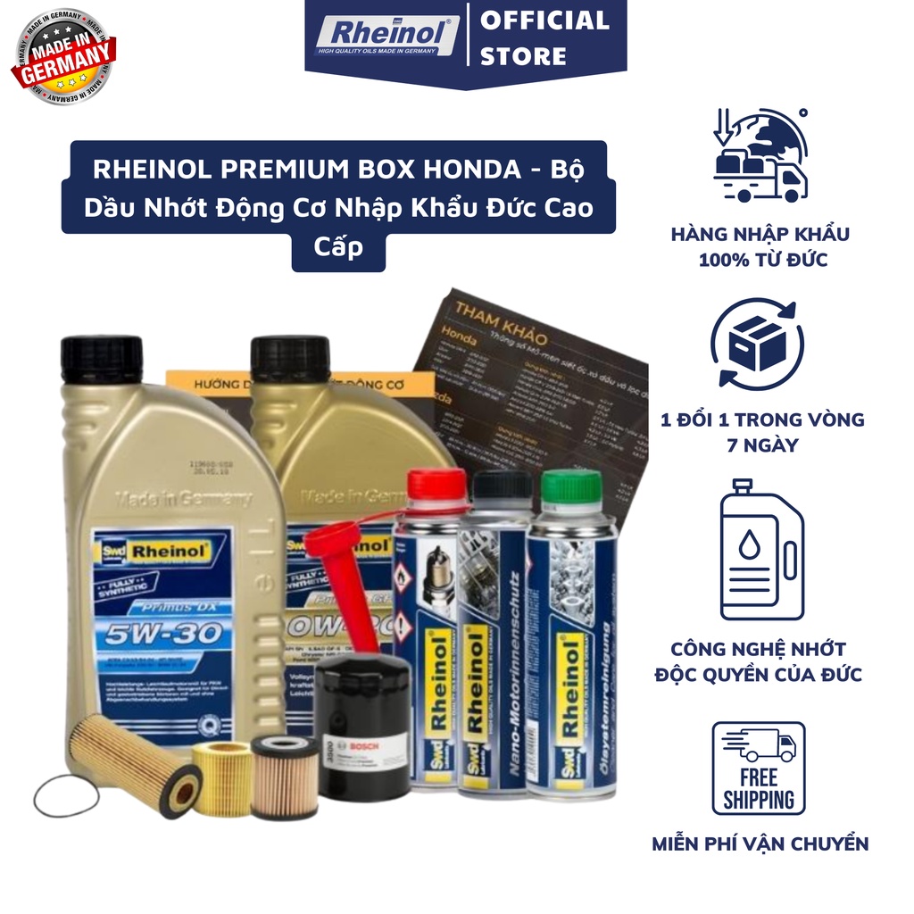 RHEINOL PREMIUM BOX HONDA - Bộ Dầu Nhớt Động Cơ Nhập Khẩu Đức Cao Cấp