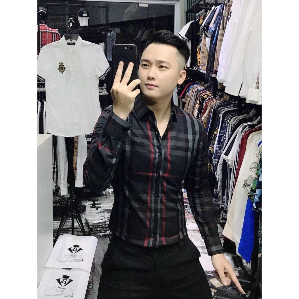 Áo Sơ Mi Nam Dài Tay Họa Tiết Caro 1 Cao Cấp, Áo Sơ Mi Vải Lụa Dáng Ôm Form Body, T-man | BigBuy360 - bigbuy360.vn