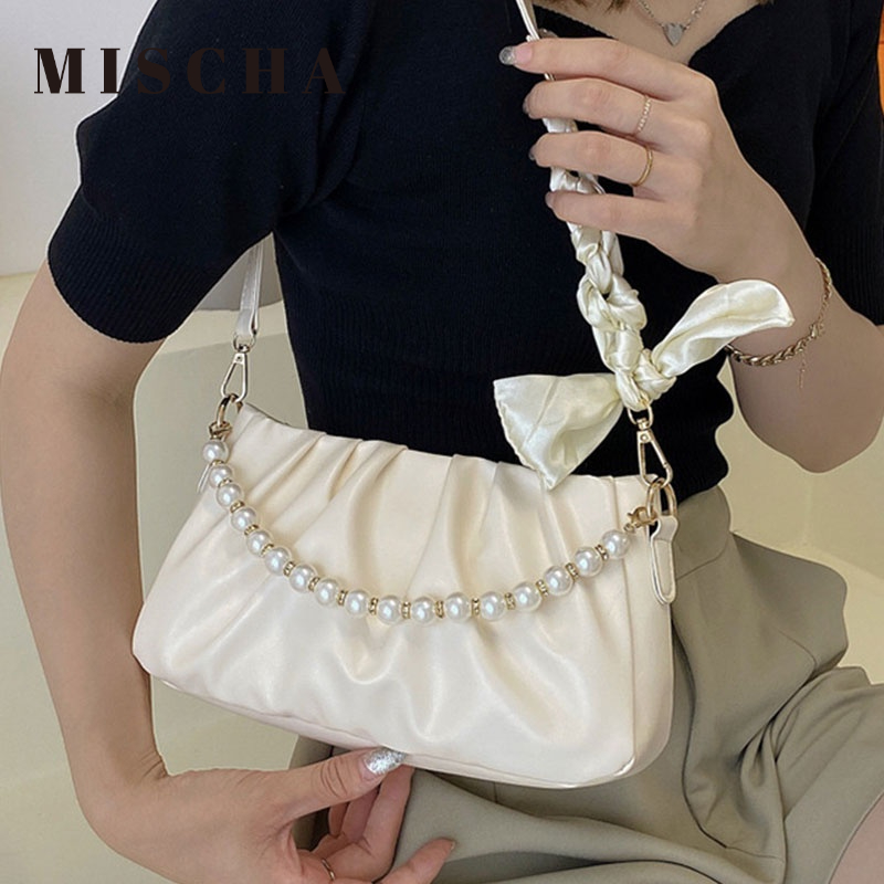 MISCHA Túi Đeo Chéo Vai Bằng Da PU Màu Trơn Thời Trang Sành Điệu Cho Nữ