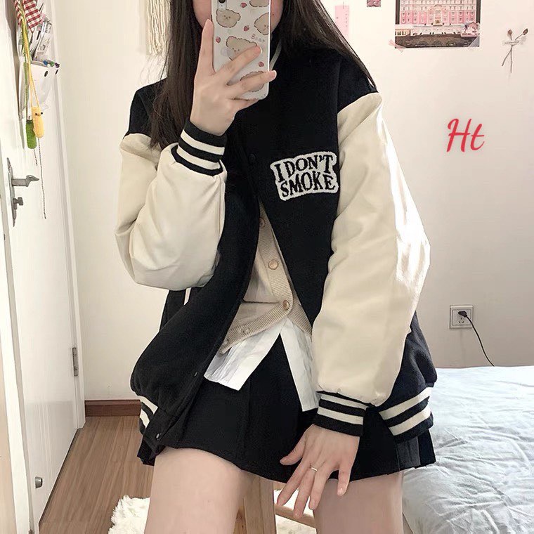 Áo Bomber nỉ phối tay I Dont Smoke HTH0921