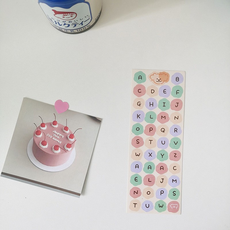 Tấm Sticker Chữ Cái Màu Pastel Hàn Quốc - Hình Dán Alphabet màu dễ thương