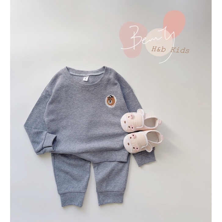 (9-20kg) Bộ Dài Thu Đông Cho Bé Trai, Bé Gái, Bộ Gấu Thêu Hàng chuẩn Đẹp, Bộ Đồ Ngủ Cho Bé