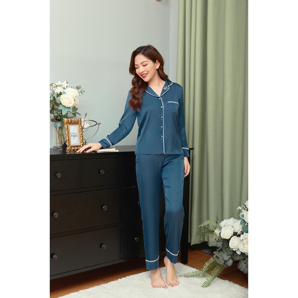 Đồ Bộ Mặc Nhà Pyjama Lụa Dài Tay Emma ETLU.0018.06