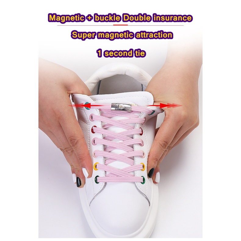 Dây Giày Không Cần Buộc Co Giãn Khóa Nam Châm Đặc Biệt Sáng Tạo Dành Cho Trẻ Em Và Người Lớn Mới