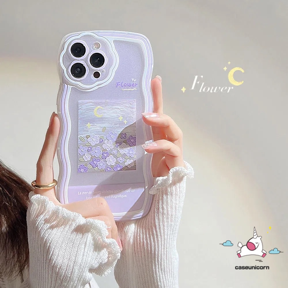 Ốp Điện Thoại Họa Tiết Hoa Tím Cho iPhone 6 6s 7 8 Plus 11 12 13 Pro MAX XR SE 2020 X XS MAX