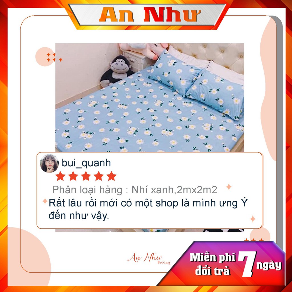 Bộ ga gối 2m drap giường poly, ga trải giường + 2 vỏ gối nằm hoa lá An Như Bedding