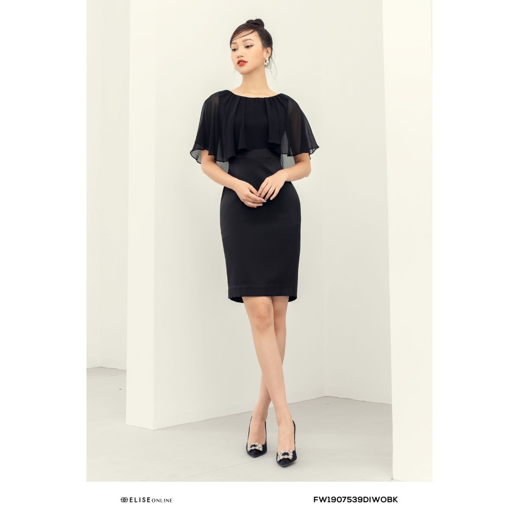 Đầm xám tay xẻ Elise