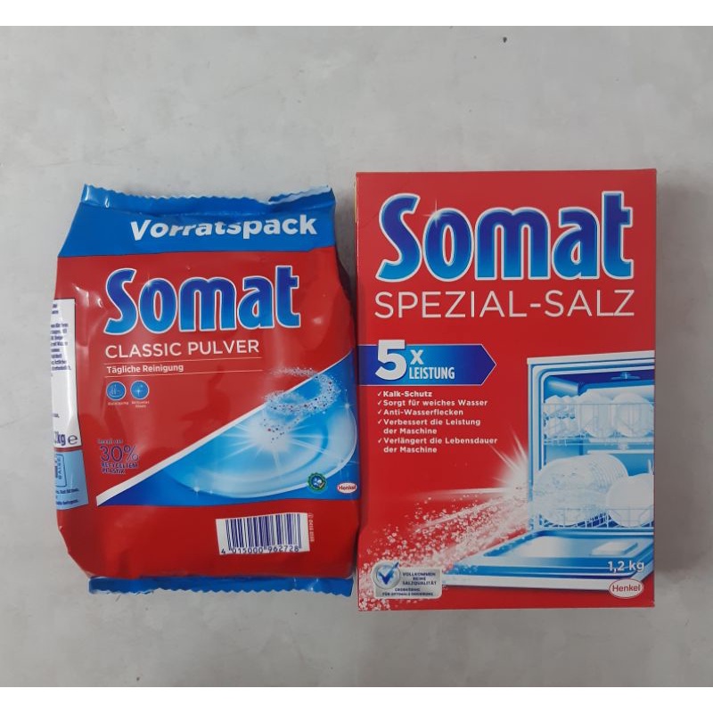 Combo muối rửa chén Somat 1.2kg+ bột rửa chén Somat 1.2kg