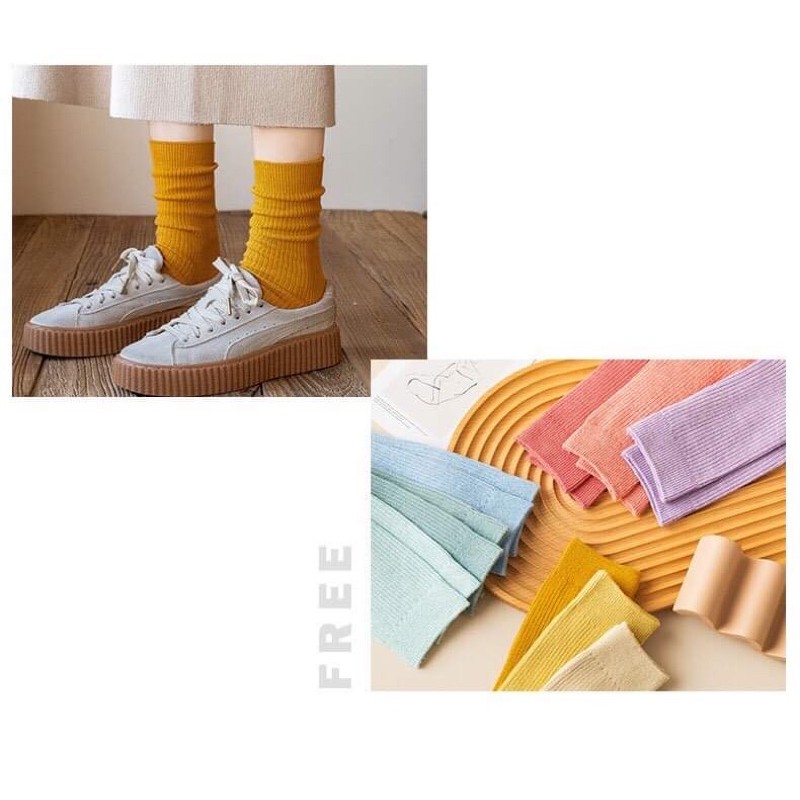 🧀Tất len nữ cao cổ màu trơn vintage