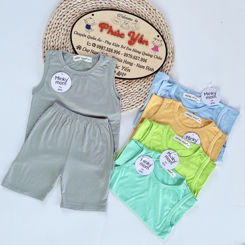 [Được Chọn Màu] Bộ Ba Lỗ Màu Trơn Chất Thun Lạnh Cho Bé (6-14kg) (SP001090 )