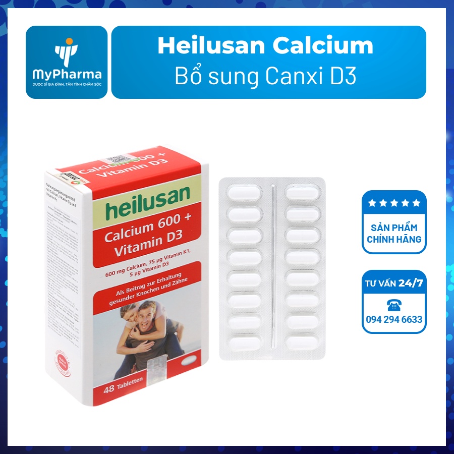 [48 viên] Heilusan Calcium - Bổ sung và hỗ trợ hấp thu Canxi (Canxi+D3)