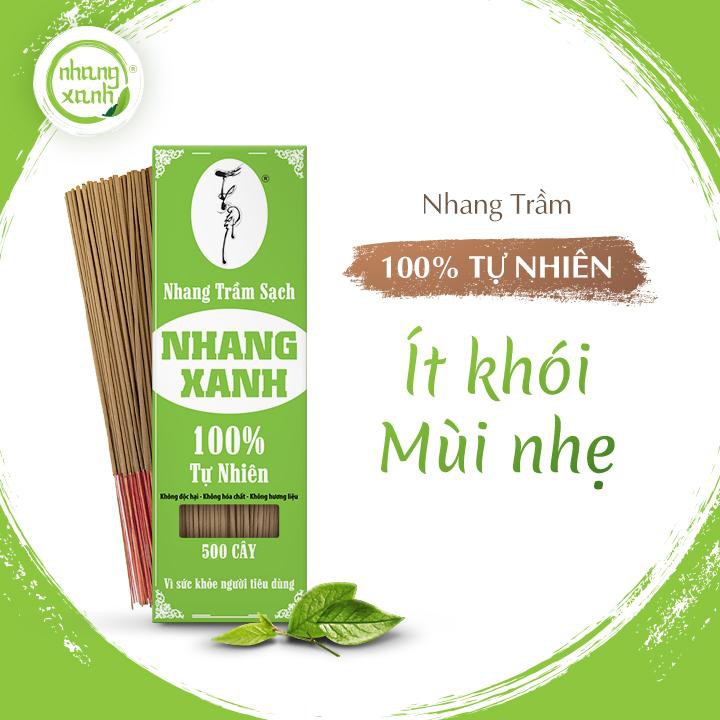 Nhang xanh/ Nhang sạch/ Nhang Trầm Sạch, Organic 100%, an toàn, ít khói,,Dùng cho phòng máy lạnh - Hộp 500 cây dài 30cm