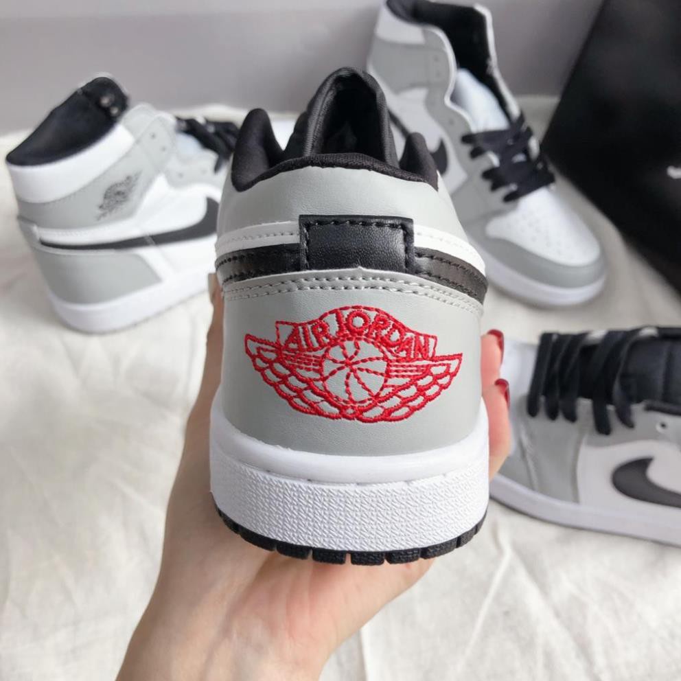 Giày Sneaker  Air Jordan 1 Low Smoke Grey, Giày thể thao JD1 Xám thấp thêu chỉ đỏ nam nữ full box bill