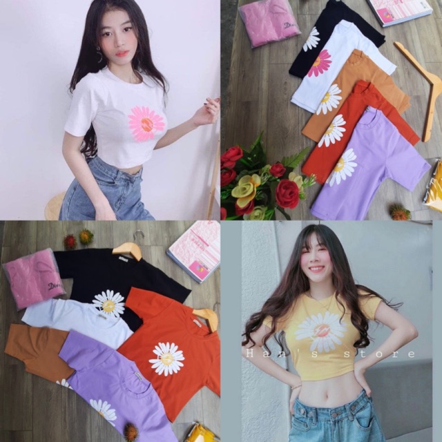 ÁO CROPTOP IN HOA CÚC