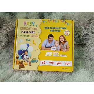 Bộ thẻ Flashcard giúp con phát triển ngôn ngữ gồm 200 thẻ To KT 26x14cm giấy cao cấp Ivory 350