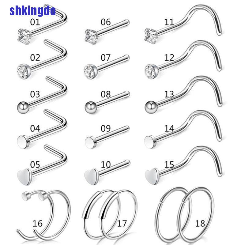 Khuyên Mũi Dạng Chữ L Bằng Thép Không Gỉ 20g