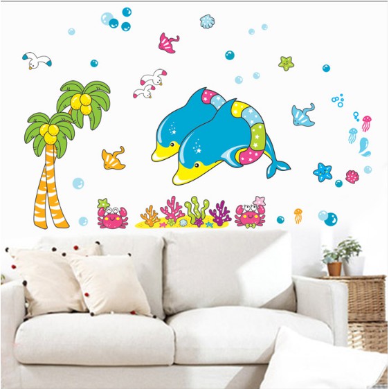 Decal trang trí tường - Trình Diễn Xiếc Cá Heo