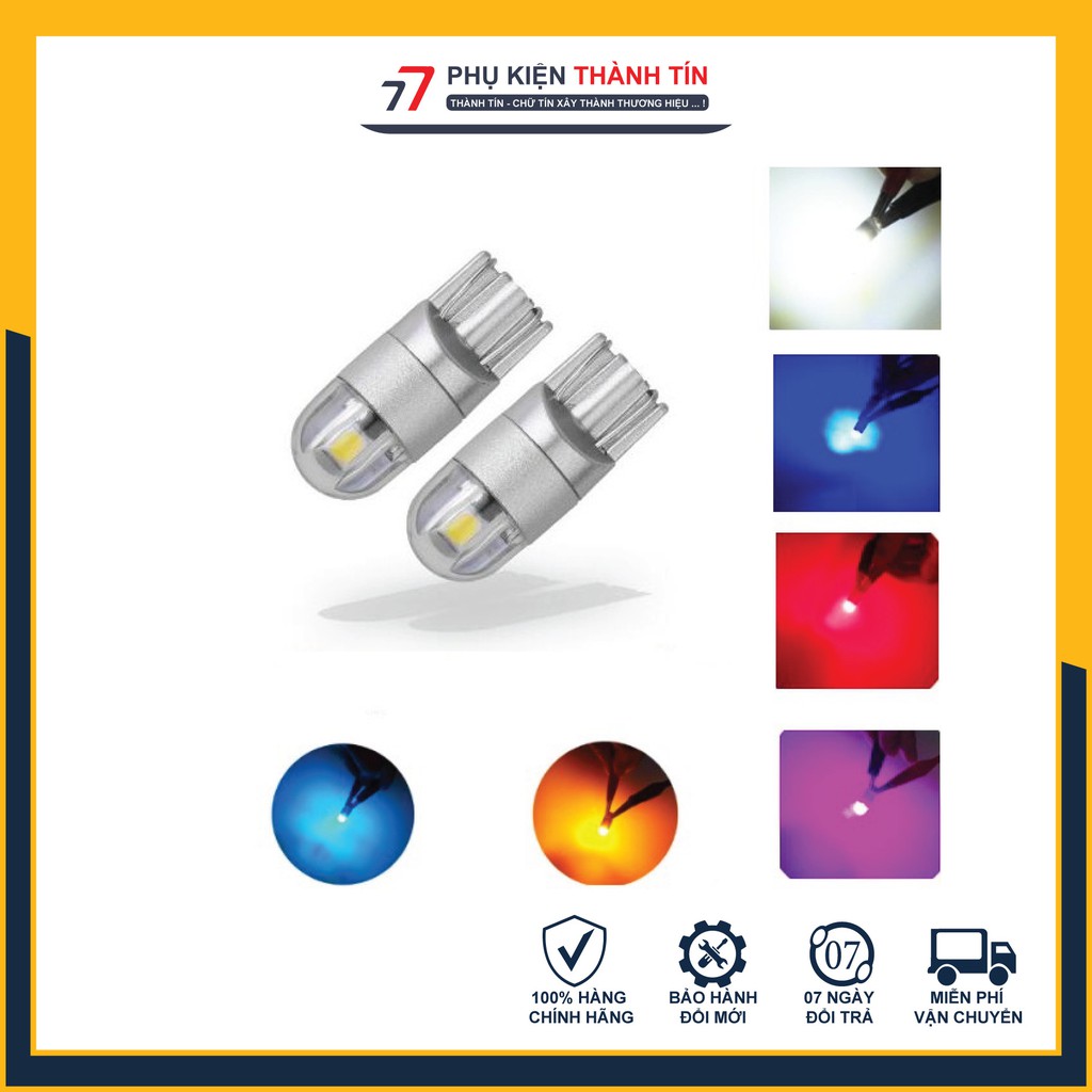 Bóng LED T10 đèn xi nhan, đèn demi, soi biển số 2 chip smd 3030 công suất cao siêu sáng - PKTT