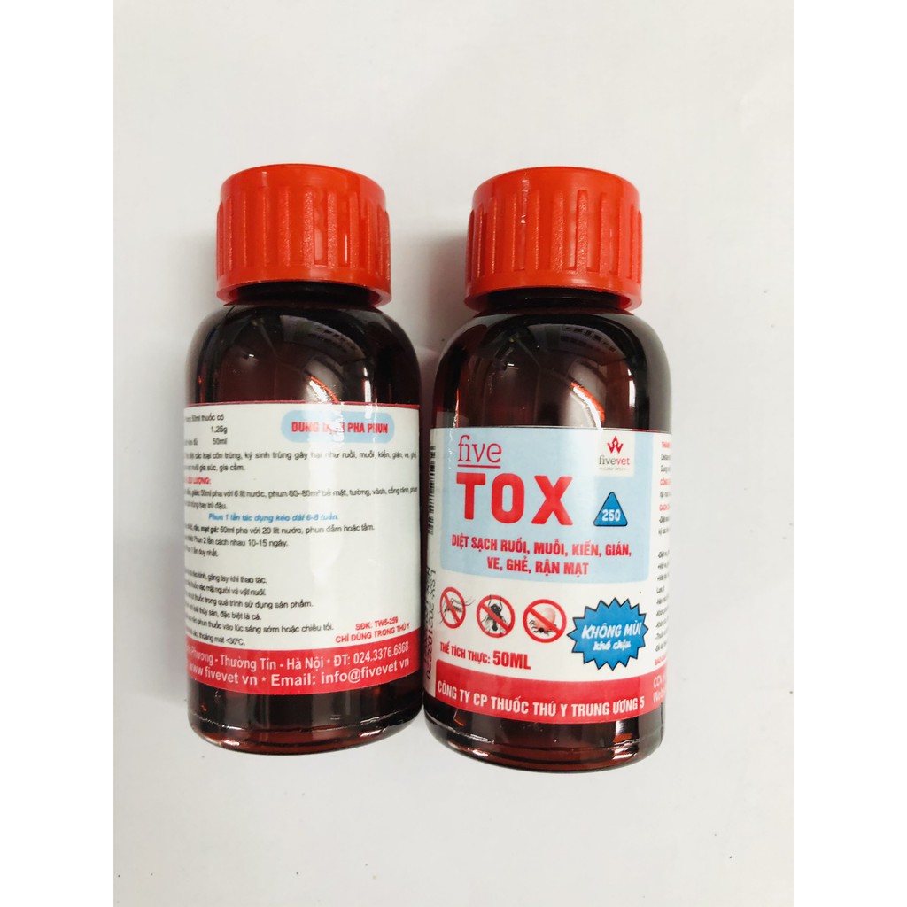 Thuốc FIVETOX_ DIỆT ve, rận, ghẻ,bọ chét, mạt gà, muỗi, kiến, gián - 50ml - Thuốc Thú Y Minh Tuệ