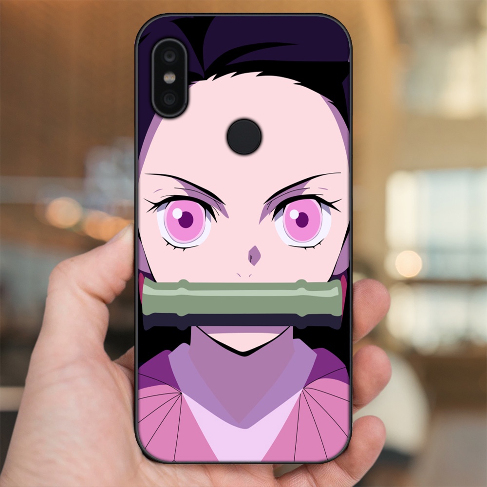 Ốp lưng Xiaomi Redmi Note 6 Pro viền đen in hình Nezuko Kimetsu no Yaiba