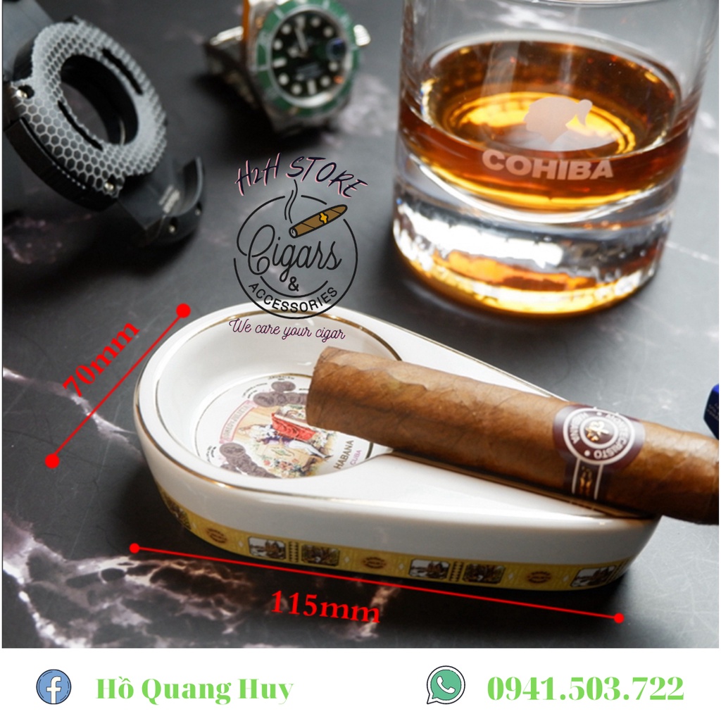 Gạt tàn xì gà, Gạt tàn Cigar 1 điếu sứ cao cấp 4 màu năm 2021 - H2H Phụ Kiện Cigar