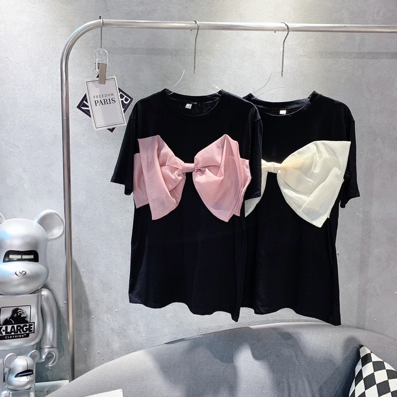 Áo Phông Đính Nơ Siêu Xinh Chất Cotton Loại 1 174