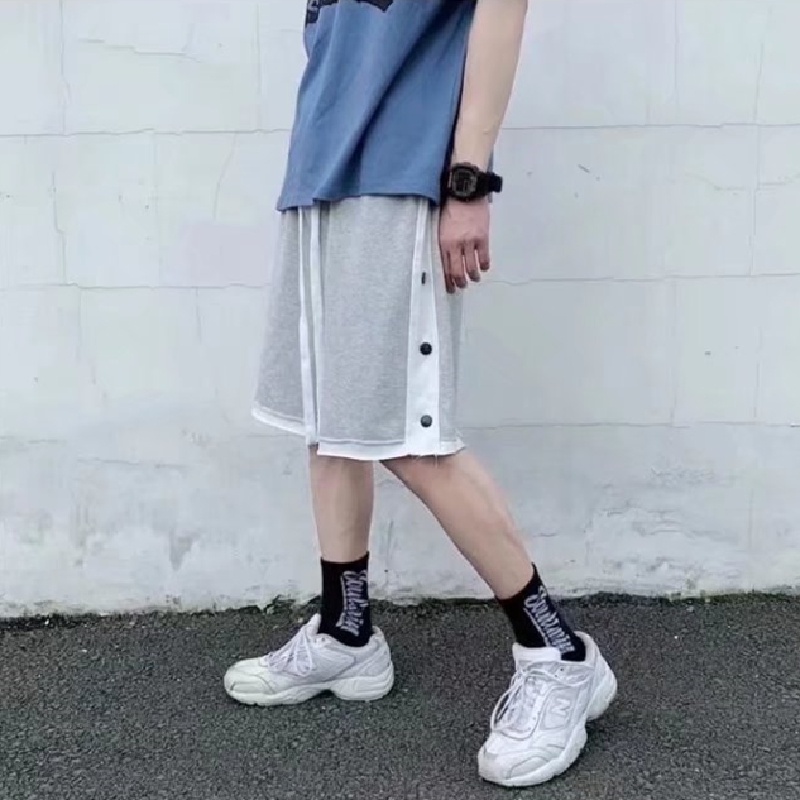 Quần Thể Thao Ống Rộng Đính Nút Bên Hông Thoải Mái Thời Trang Hàn Quốc Cho Nam