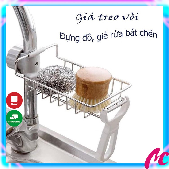 Giá Treo Vòi Inox Đựng Đồ,Giẻ Rửa Chén Bát Tiện Lợi_MC373