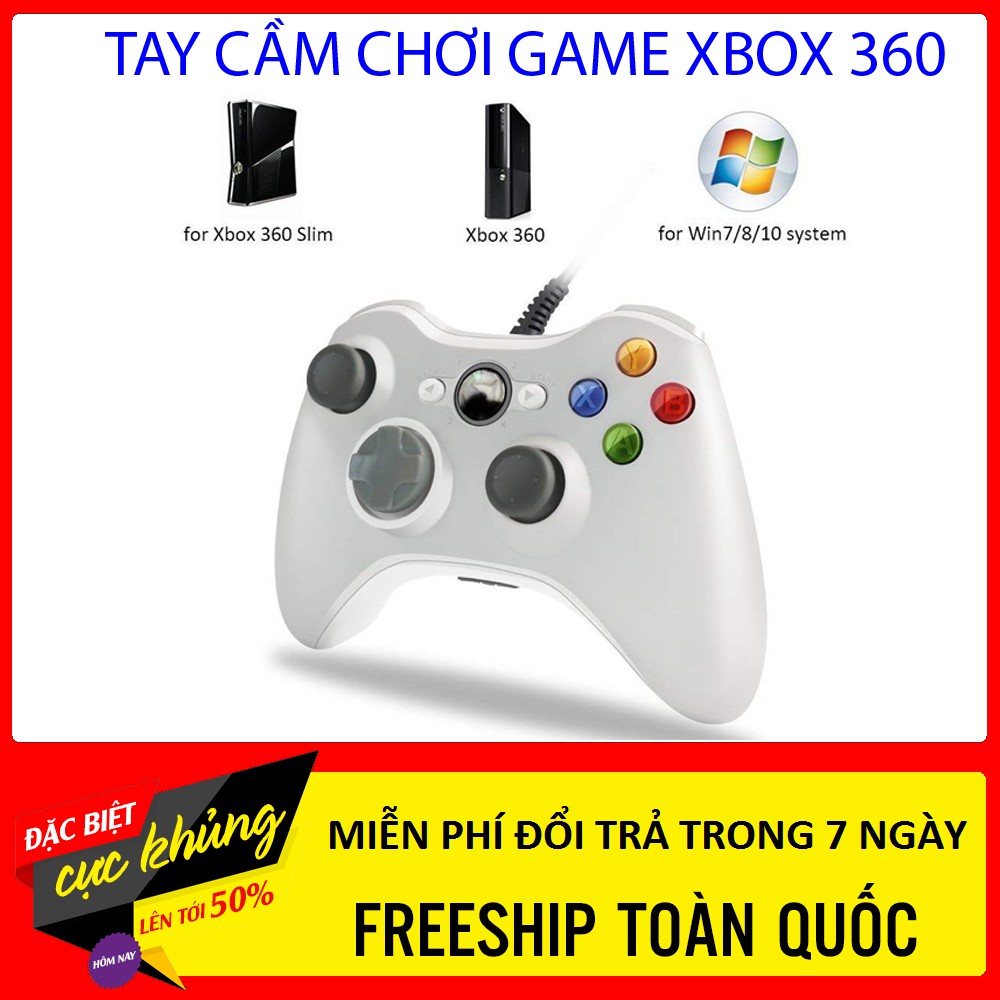 Tay cầm chơi game Xbox 360 - Có đầu cắm USB hỗ trợ PC, Laptop - Hàng chính hãng