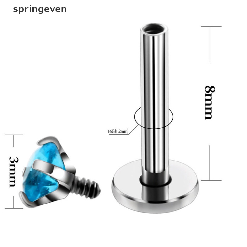 Bộ 4 Khuyên Môi / Tai / Môi 16G Đính Pha Lê Thời Trang