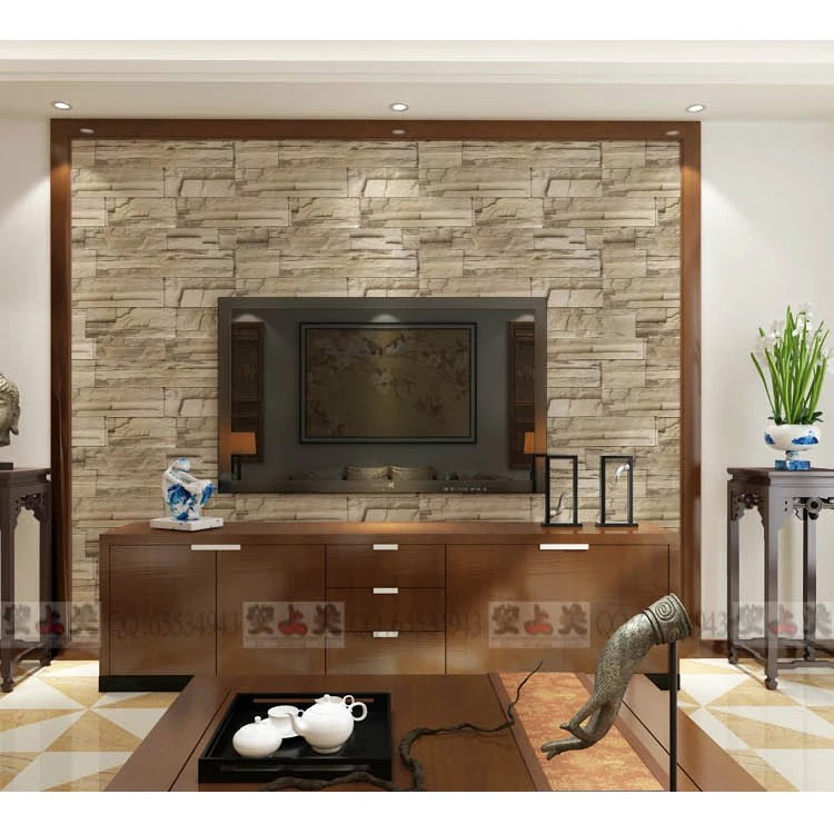 Decal giấy dán tường đá dăm vàng khổ 60cm keo sẵn bóc dán