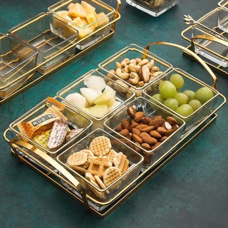 Khay mứt tết thuỷ tinh viền vàng sang trọng cao cấp