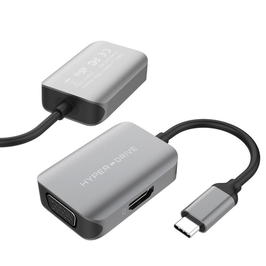 Cổng chuyển (HUB) HyperDrive HDMI/VGA 4K60HZ 2-IN-1 USB-C HUB - HD-C2HV-GR - Phân Phối Chính Hãng