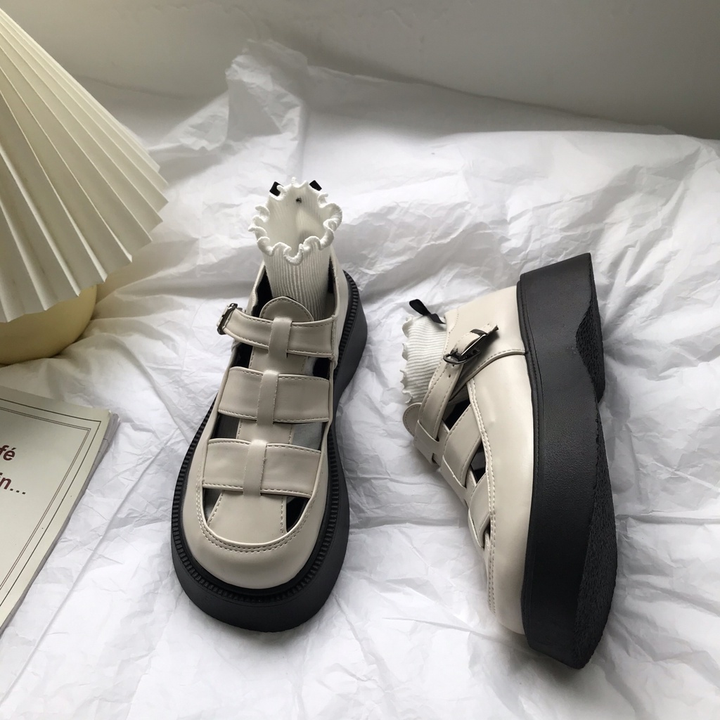 Xăng đan Đế Dày Bằng Da Bện Phong Cách La Mã Thời Trang Mùa Hè Cho Nữ