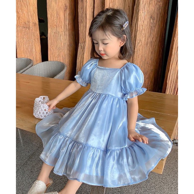 ĐẦM VÁY VOAN TƠ ÁNH KIM CAO CẤP BÉ GÁI SIÊU ĐẸP DỄ THƯƠNG HAIVANCO  MỀM MẠI THOÁNG MÁT 12 đến 37 kg ĐI HỌC ĐI CHƠI ĐẸP