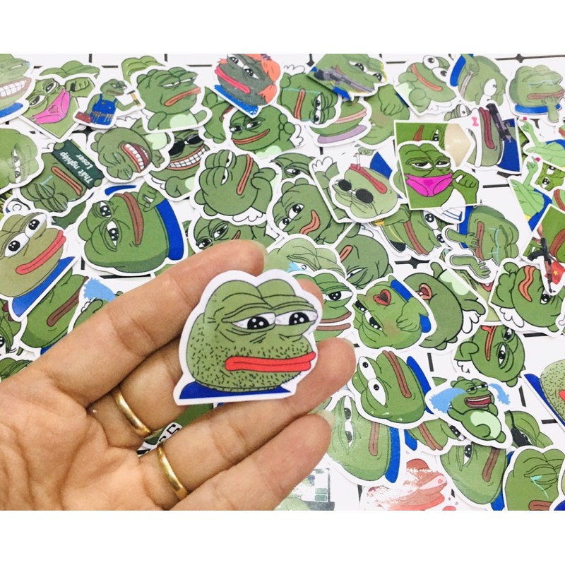 Sticker ếch xanh pepe 30 cái ép lụa dễ thương cute có đề can bóc dán