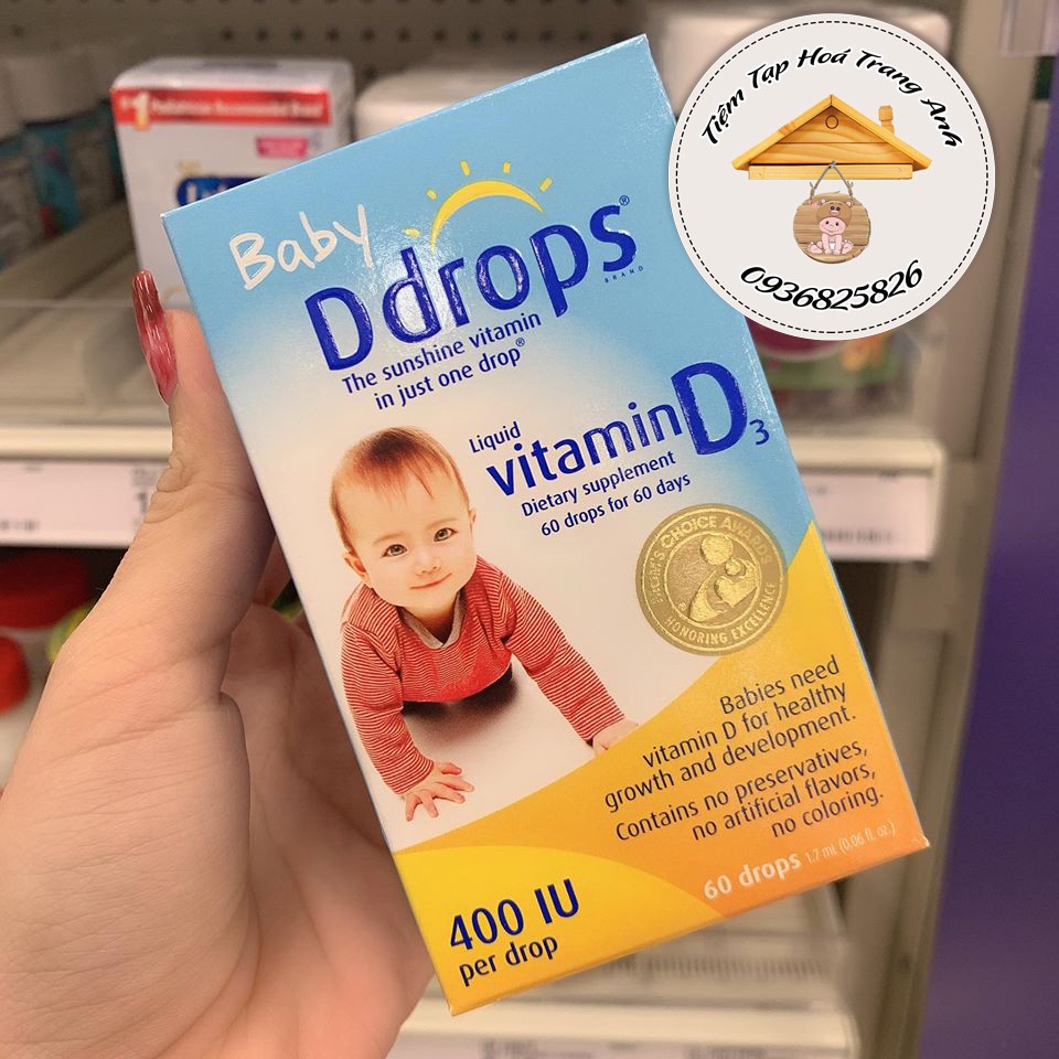 Baby Ddrops Vitamin D3 drop cho bé 90 giọt của Mỹ